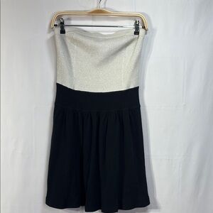 🐥 Lisli Black and Silver knit Strapless Fit and Flare Dress